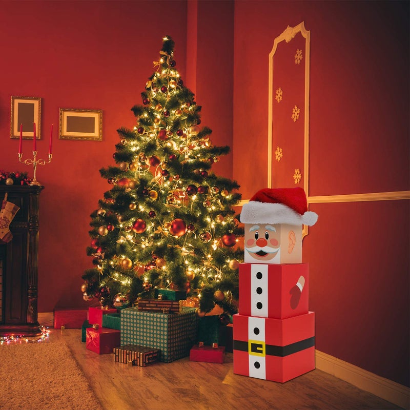 Joy Bang Christmas Gift Boxes with Lids for Presents, Large Santa Claus Stacking Boxes Christmas Eve Decorative Nesting Box Xmas Stackable Gift Storage Box Decorations for Party - Image 4
